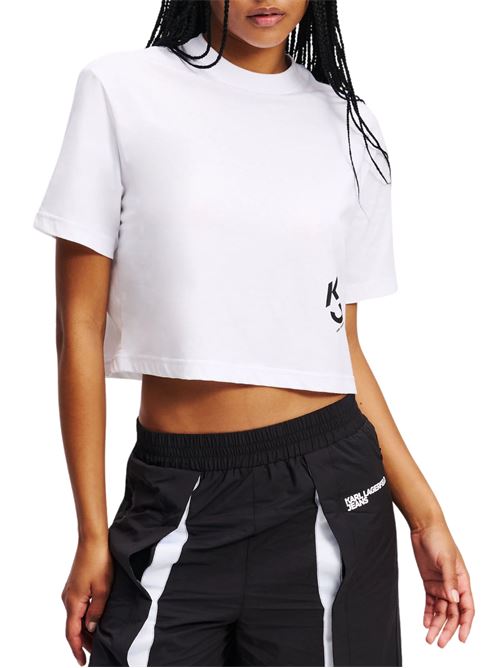 T-shirt donna bianca in cotone Karl Lagerfeld jeans | A2W17076100